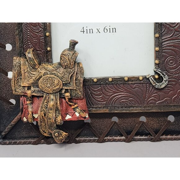Western Picture Frame4"x6" Decorative‎ Saddle & Horseshoe Design Treasured Times - Picture 7 of 12